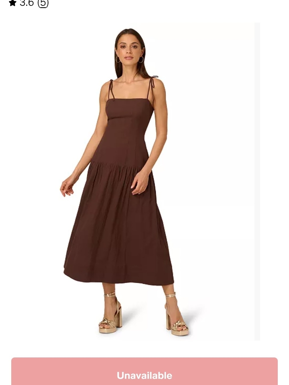 Adrianna Papell Brown Tie-Shoulder Maxi Dress